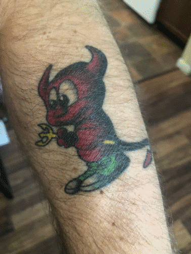 my BSD mascot tattoo after being healed